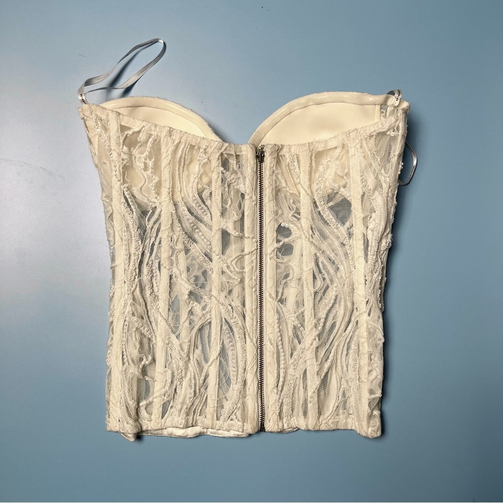 Retrofete Selene Beaded Corset Top in‎ White - Picture 4 of 9